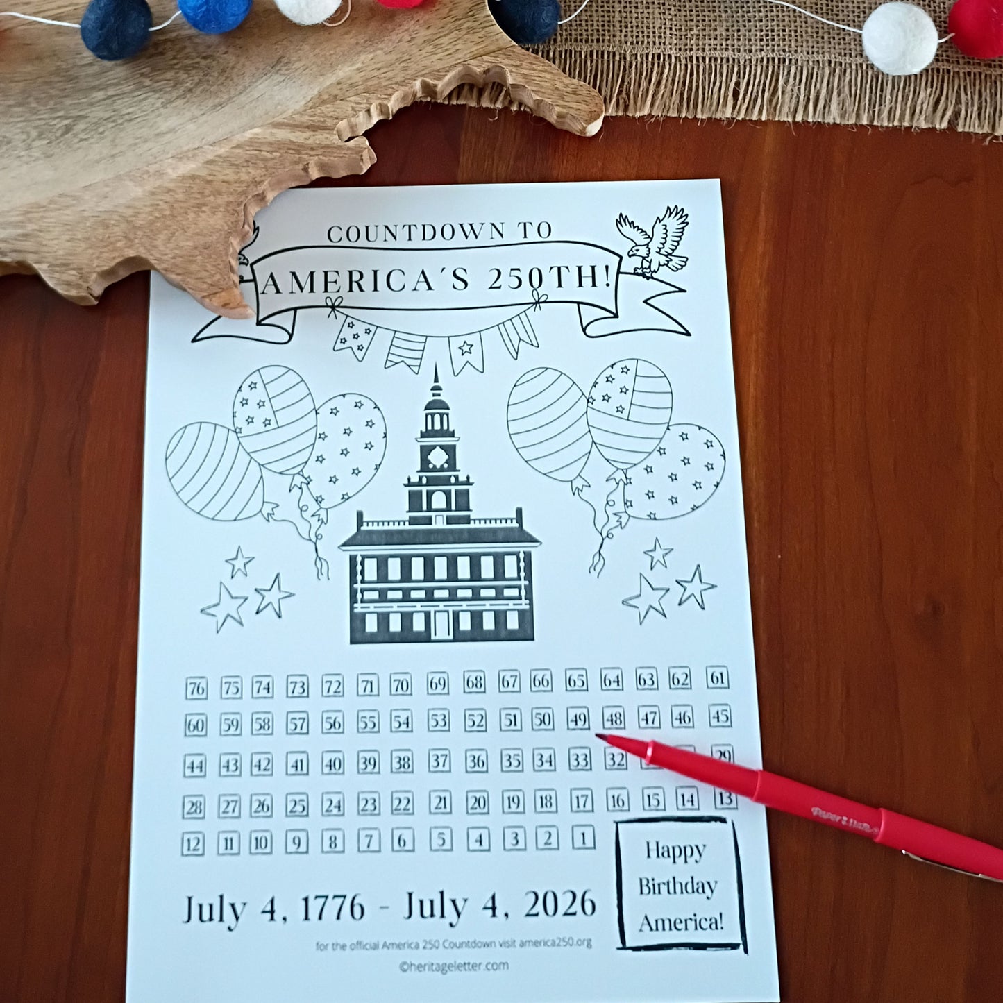 America's 250th Countdown Calendar
