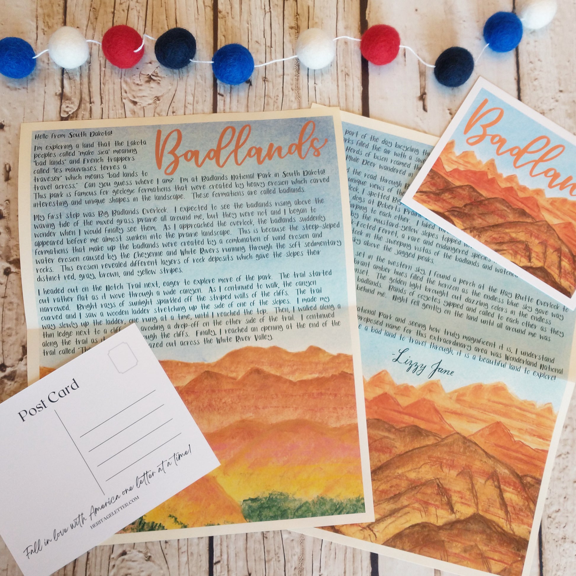 Badlands National Park Letter