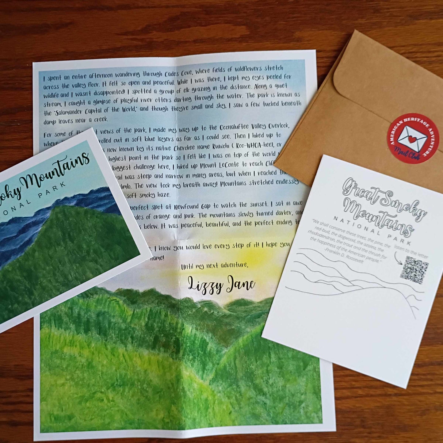 Great Smoky Mountains National Park Adventure Letter