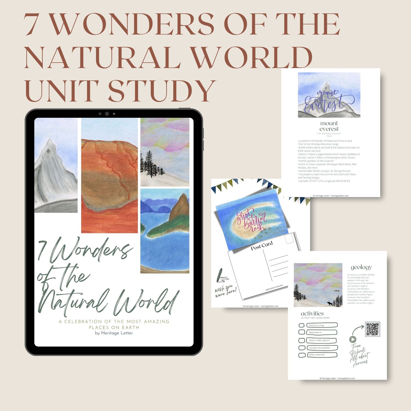 7 Wonders of the Natural World Unit Study