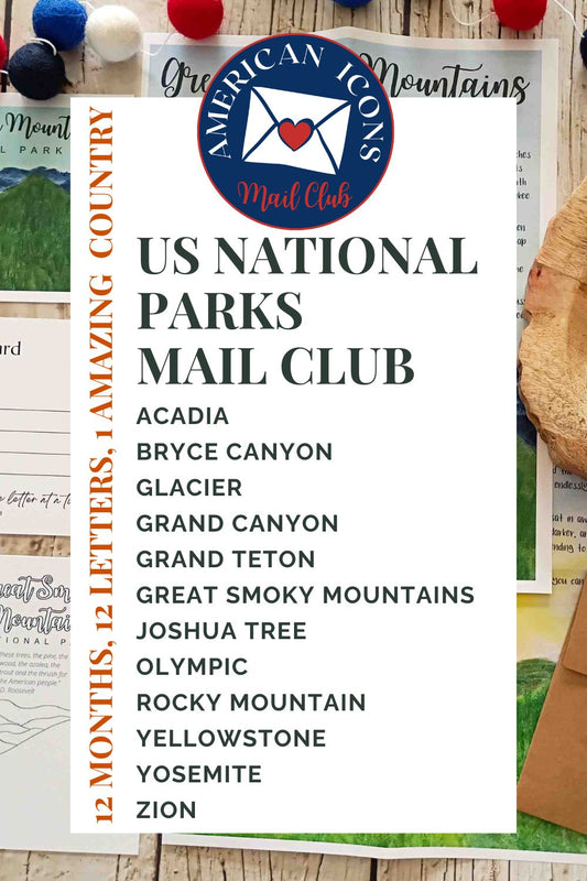 American Icons Collection — 12 National Park Letters with Art, Postcard, Sketchbook Page & Audio