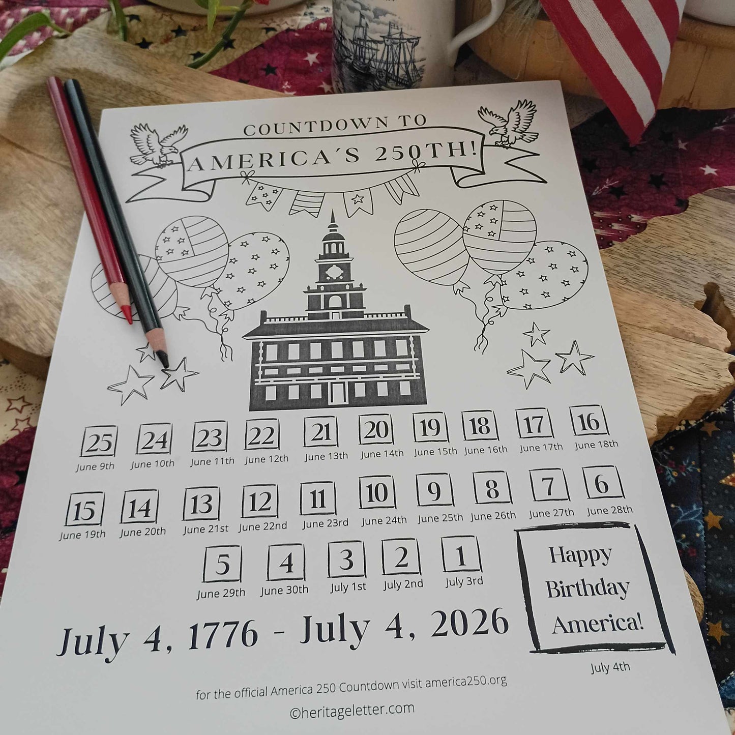 America's 250th Countdown Calendar
