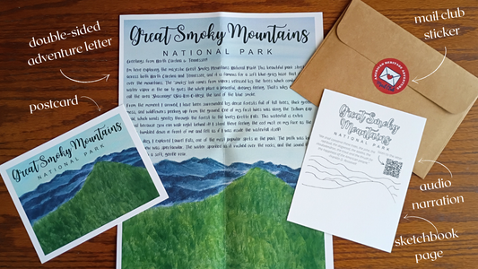 American Icons Collection — 12 National Park Letters with Art, Postcard, Sketchbook Page & Audio